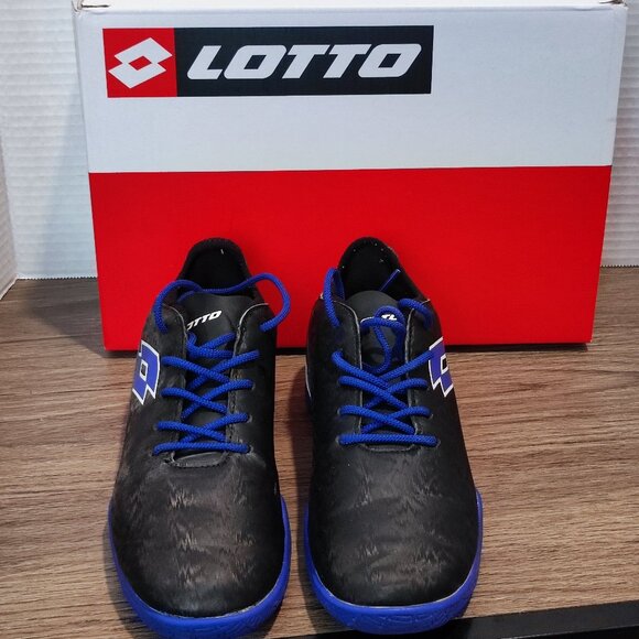 Lotto Swift Speed indoor soccer / sport shoes black with blue sole unisex size 4 - Picture 3 of 10